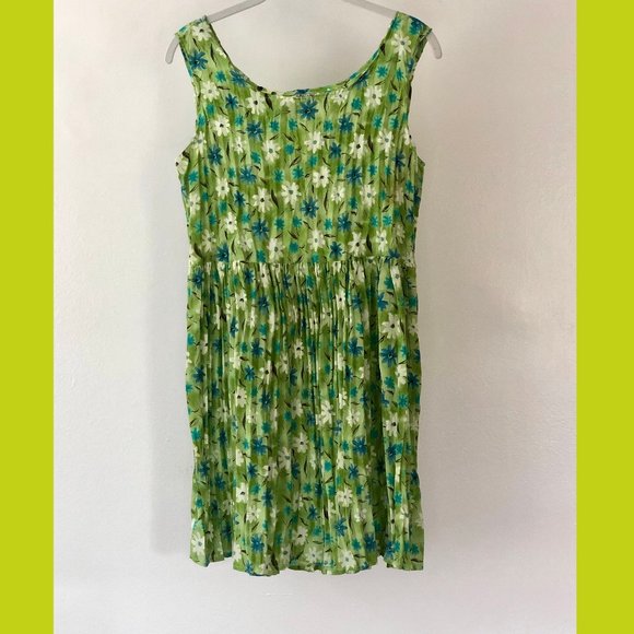 Vintage 90s La Belle Green Floral Dress - Picture 1 of 5